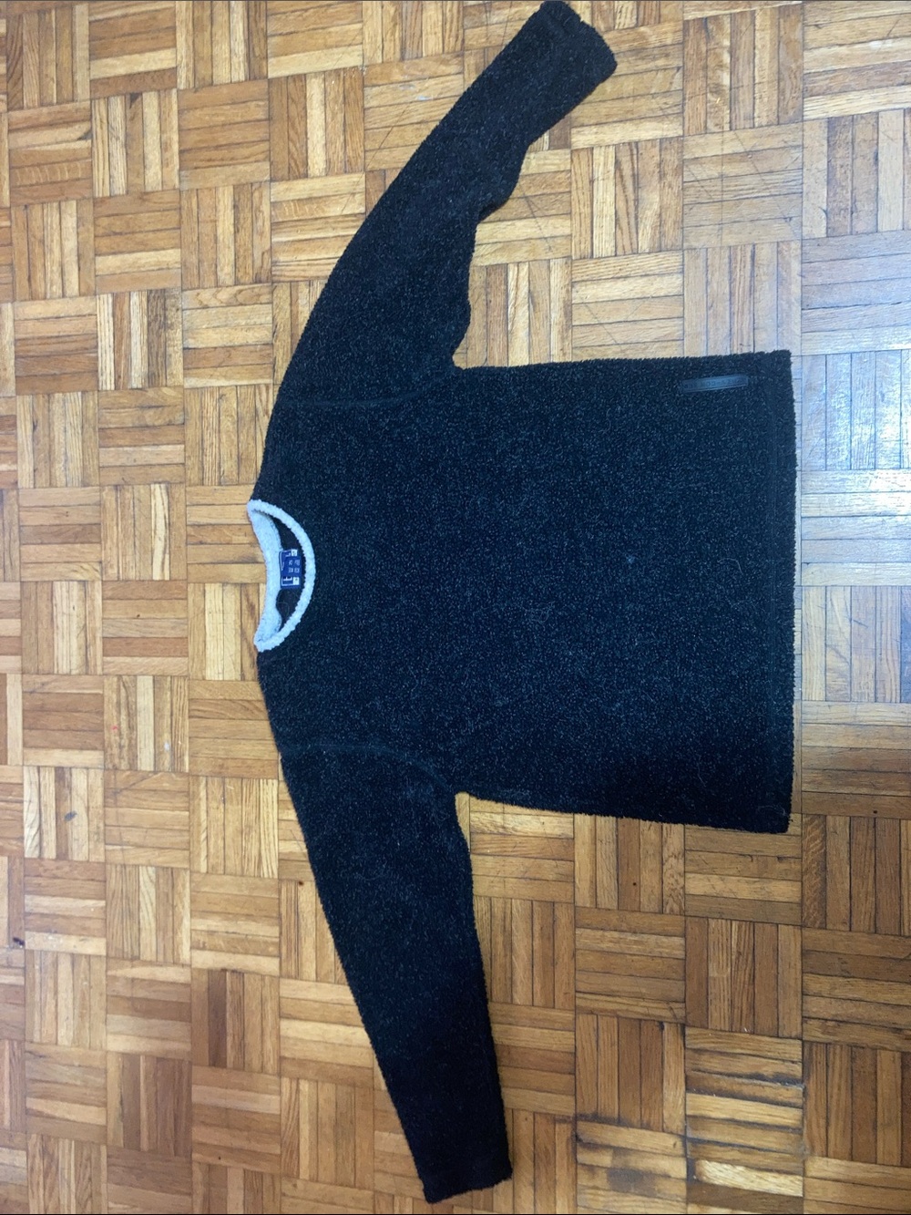 B.U.M Equipment Black Sweater with White Trim and Blue Logo Label